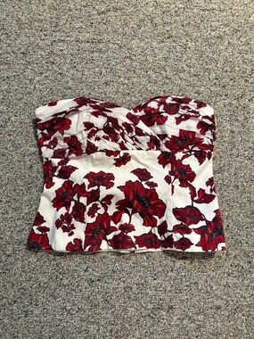 White House Black Market Top with Red Floral Print